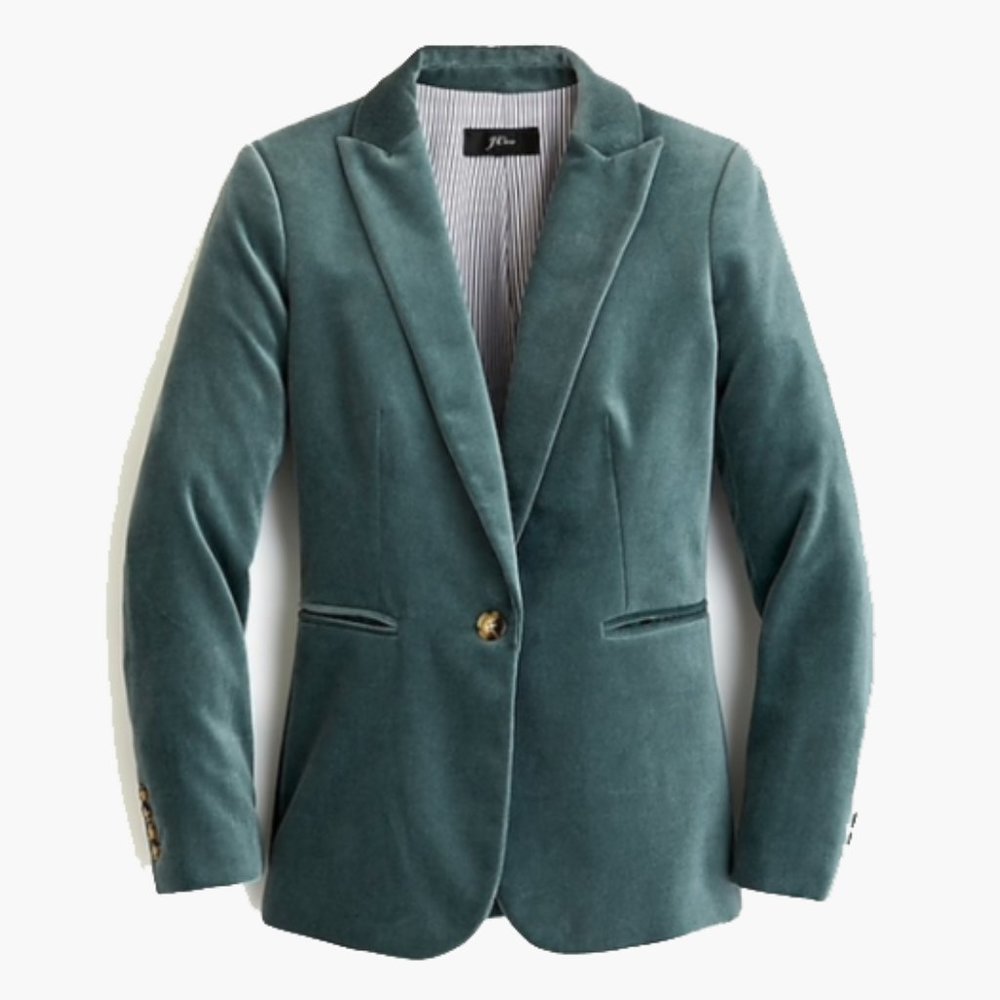 J. Crew Parke Velvet Blazer In Gentle Sea